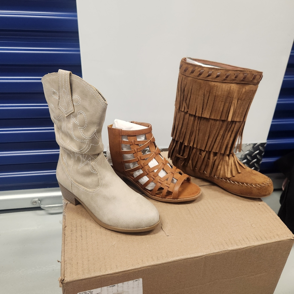 Stylish Kids' Beige and Tan Heeled Boots